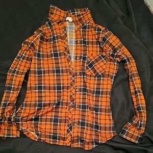 Ultra Flirt Orange Plaid Shirt